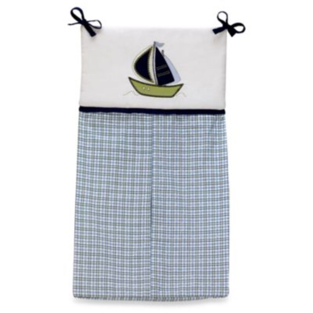 Nautica Zachary Diaper Stacker Blue Green Boat Plaid NIP